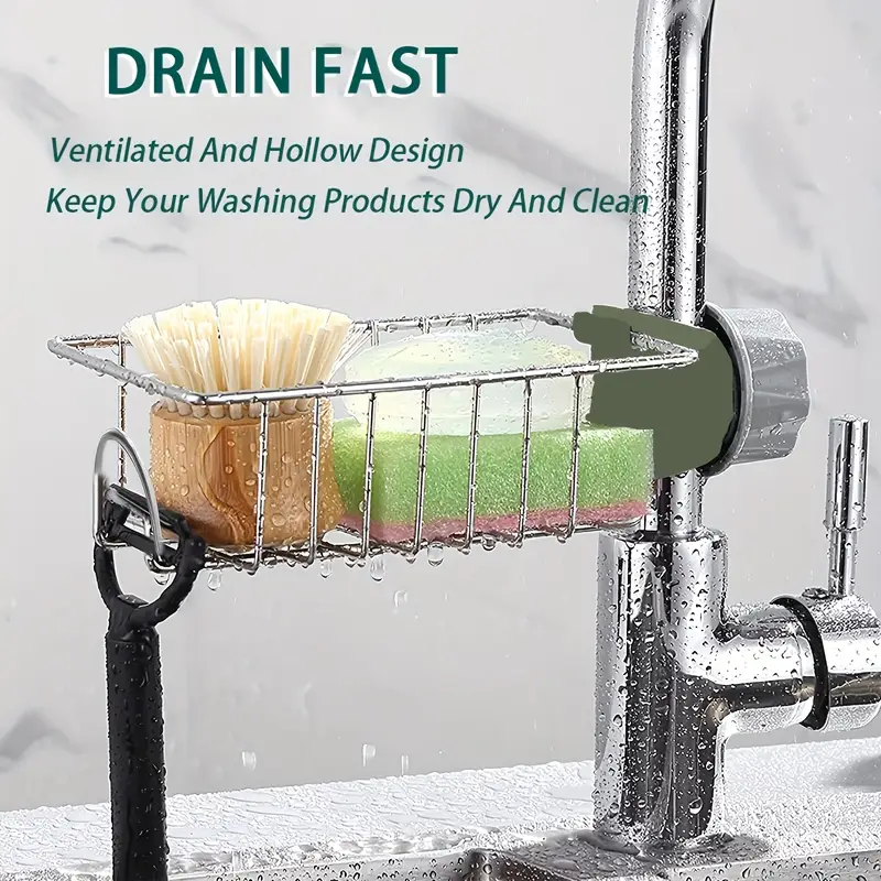 1pc stainless steel kitchen faucet rack sink caddy organizer ...